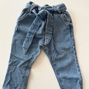 Zara paper bag Denim Jeans with Tie Waist